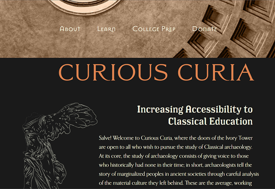 The Behance page for my website geared towards education in the Classics field.